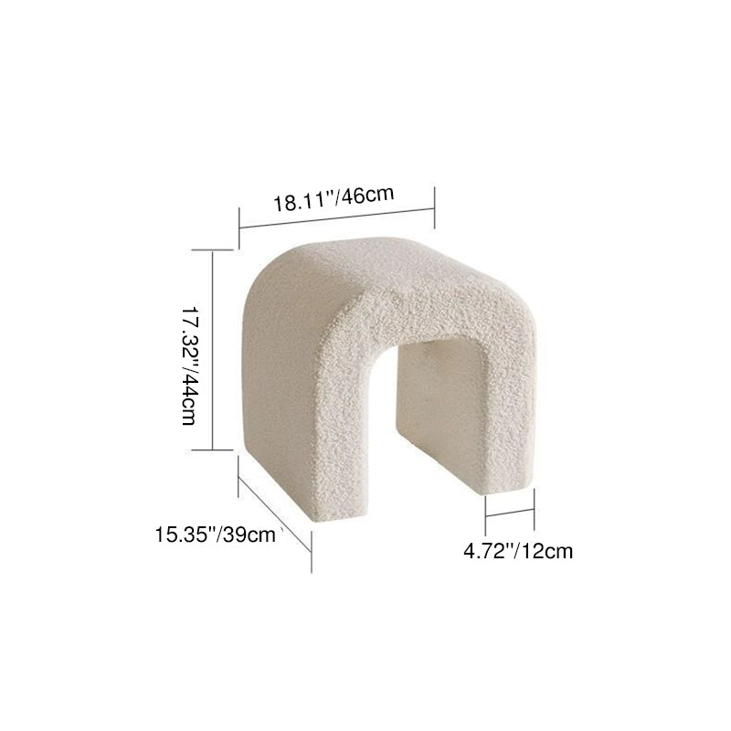 Modern Minimalist U-Shaped Lambswool Solid Wood Frame Vanity Stool Backless For Bedroom