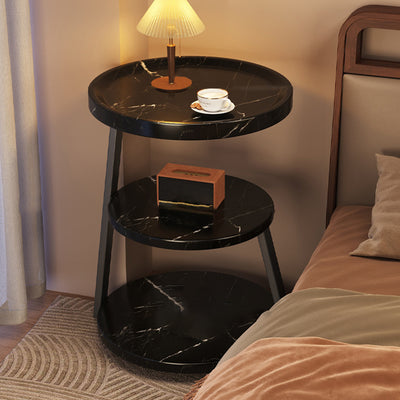 Modern Minimalist Round Cylindrical Medium Density Fiberboard Iron Side Table 3-Tier For Living Room