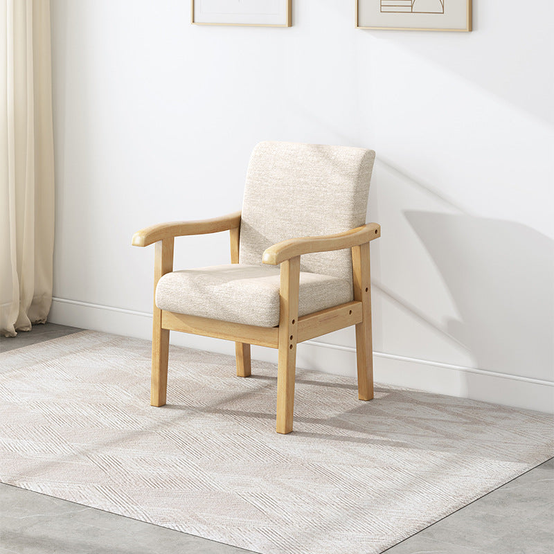 Modern Simplicity Rubberwood Cotton Linen Fabric Sponge Square Accent Chair &amp; Table Set For Living Room