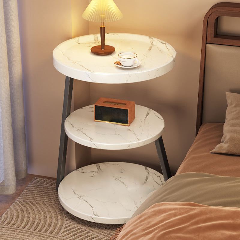 Modern Minimalist Round Cylindrical Medium Density Fiberboard Iron Side Table 3-Tier For Living Room