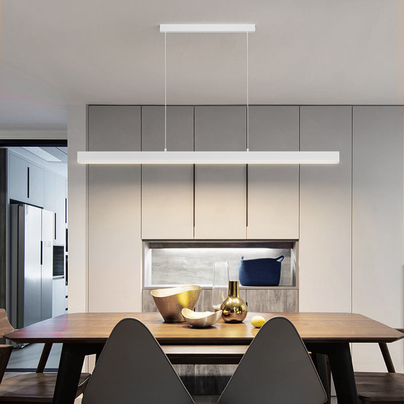 Lustre Suspendu Moderne Minimaliste Long en Aluminium et Acrylique à LED pour Salle à Manger 