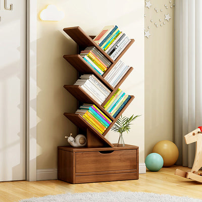 Contemporary Creative Rectangular Solid Wood Eco-Friendly Board 6/8/10/12 Tier Bookshelves For Home Office