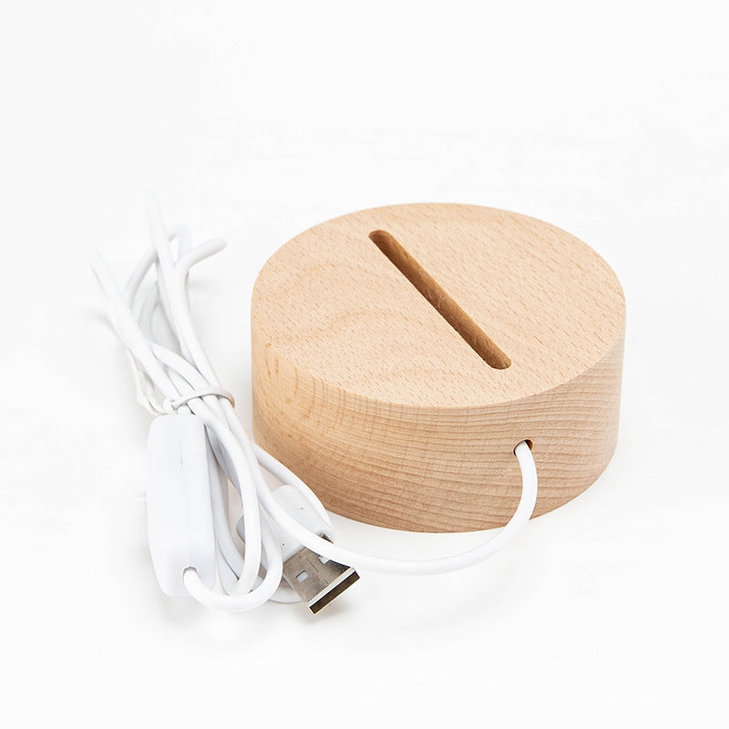 Lampe de table LED rectangulaire ovale ronde en bois massif rechargeable créative contemporaine veilleuse pour chambre 