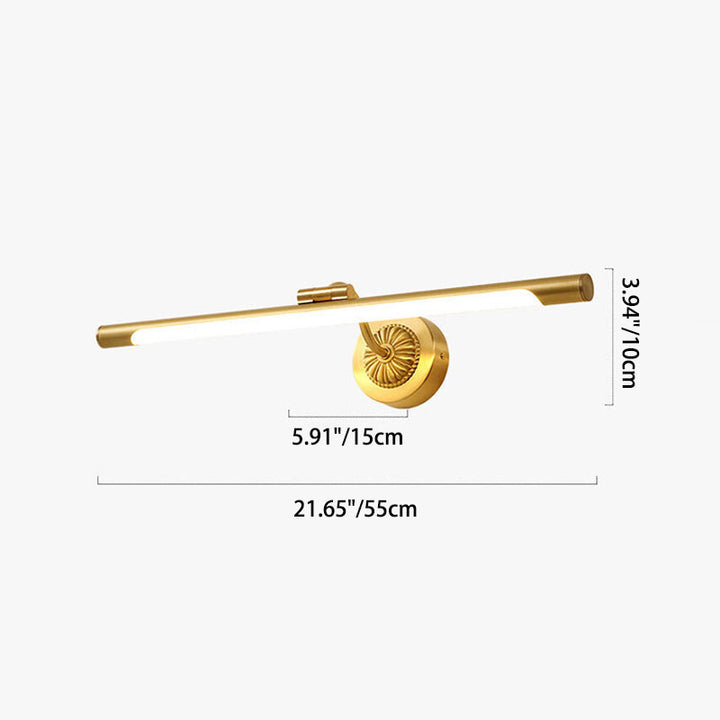 Modern Minimalist All Copper Linear LED Rotatable Mirror Front Light Wall Sconce Lamps