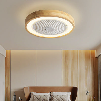Modern Minimalist Wood Geometric LED Semi-Flush Mount Ceiling Fan Light