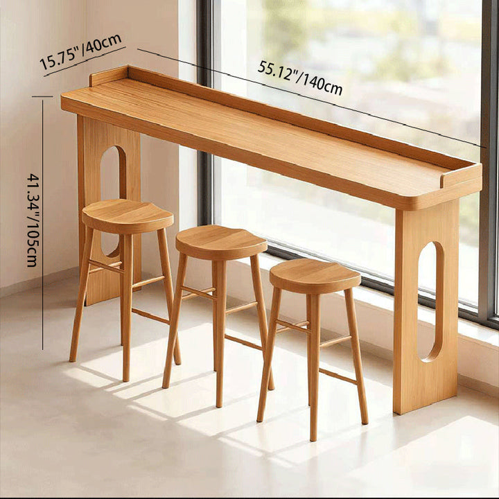 Table de bar rectangulaire en bois massif au style minimaliste moderne pour salle à manger et café 