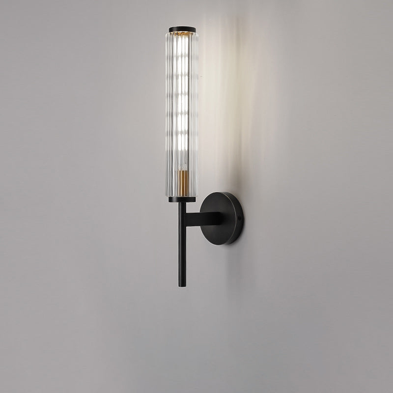 Aplique de pared lineal de 1 luz de vidrio y latón moderno minimalista para dormitorio 
