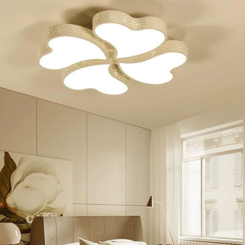 Contemporary Creative Four Leaf Heart Acrylic Shade Hardware LED Flush Mount Ceiling Light For Living Room