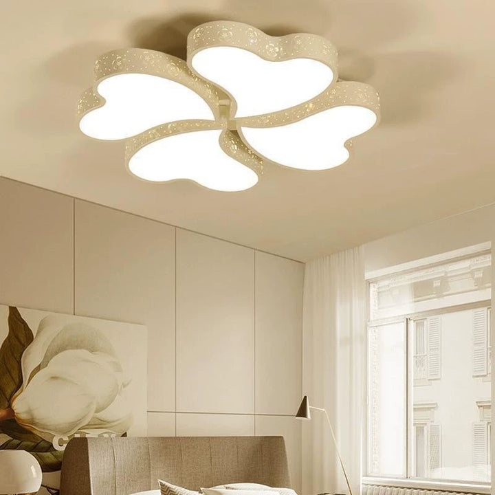 Contemporary Creative Four Leaf Heart Acrylic Shade Hardware LED Flush Mount Ceiling Light For Living Room
