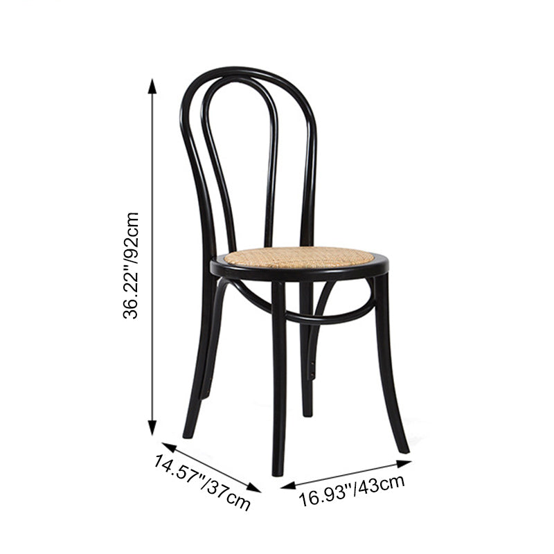 Zeitgenössisches Retro-Rundwalnuss-Kupfer-Rattan-Esszimmertisch- und Stuhlset für 2 Sitze 