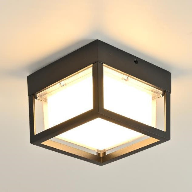 Modern Minimalist Die-Cast Aluminum Square Round Outdoor LED Flush Mount Ceiling Light