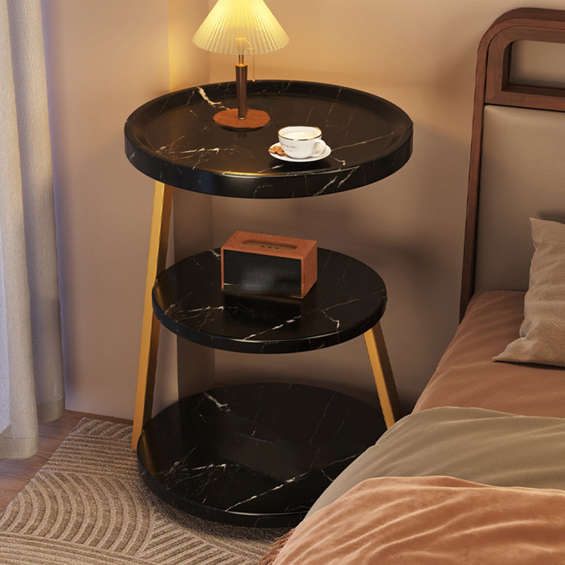Modern Minimalist Round Cylindrical Medium Density Fiberboard Iron Side Table 3-Tier For Living Room
