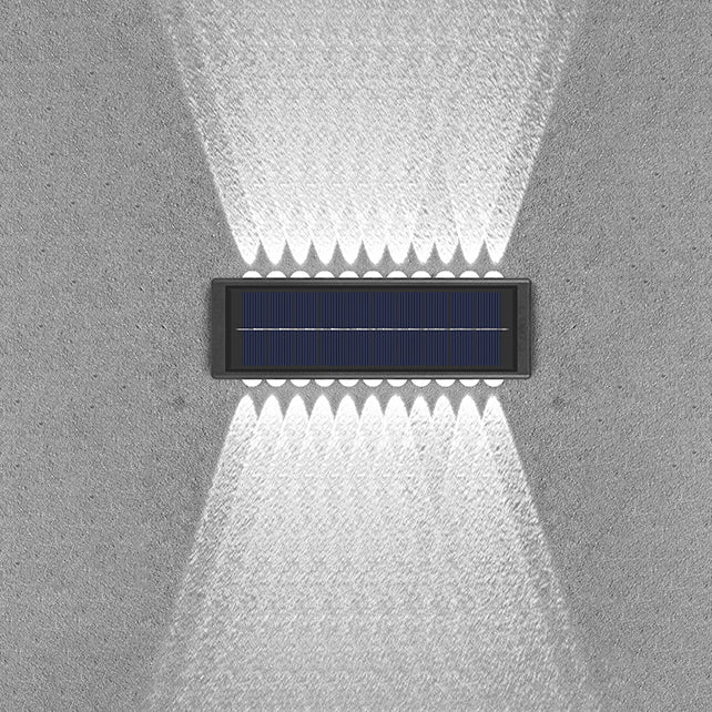 مصباح حائط LED مستطيل مقاوم للماء من ABS PVC بتصميم بسيط عصري للطاقة الشمسية للفناء الخارجي 