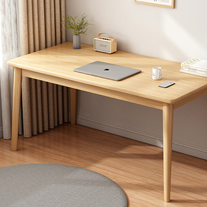 Bureau rectangulaire minimaliste moderne en panneau de fibres à densité moyenne et bois massif, 1 niveau, pour bureau à domicile 