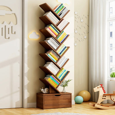 Contemporary Creative Rectangular Solid Wood Eco-Friendly Board 6/8/10/12 Tier Bookshelves For Home Office