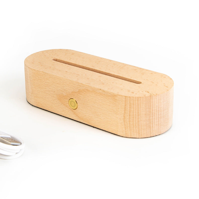 Lampe de table LED rectangulaire ovale ronde en bois massif rechargeable créative contemporaine veilleuse pour chambre 