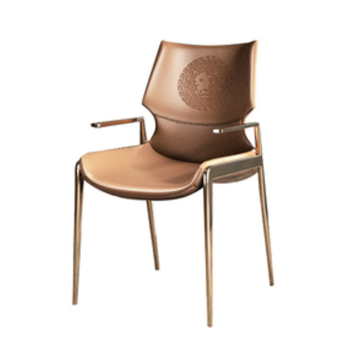 Modern Luxury Square Curved Surface Saddle-Style Faux Leather Microfiber Leather Carbon Steel Dining Chair Backrest Armrest For Dining Room