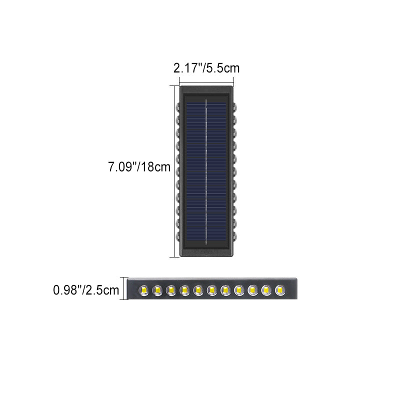 مصباح حائط LED مستطيل مقاوم للماء من ABS PVC بتصميم بسيط عصري للطاقة الشمسية للفناء الخارجي 