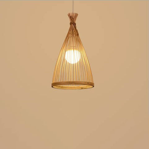 Bamboo Weaving Conical 1-Light Japanese Style Pendant Light
