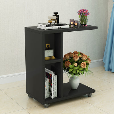 Modern Minimalist Rectangular Laminate End Table 3-Tier Movable For Living Room