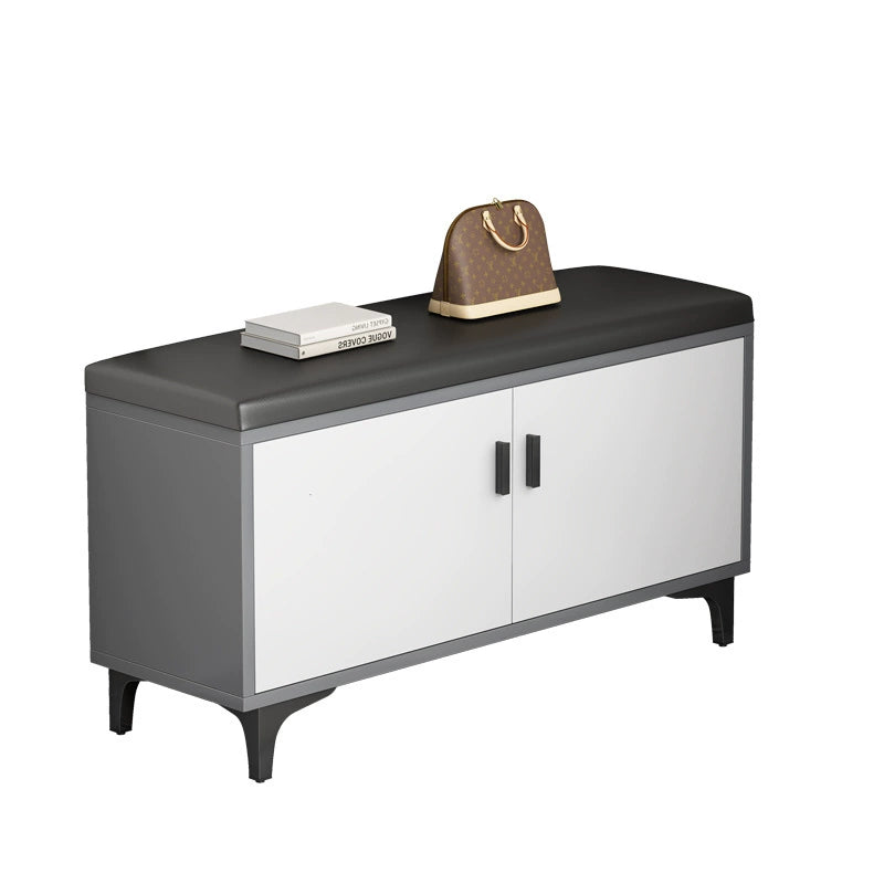Banco para zapatos moderno minimalista rectangular de MDF con cuero sintético de 3 niveles para la entrada 