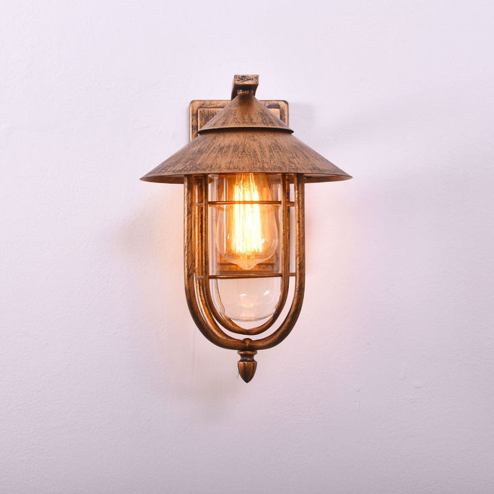 Zeitgenössische industrielle menschliche Wahrnehmung Eisen Glas 1-Licht Außenwandleuchte Lampe für Garten 