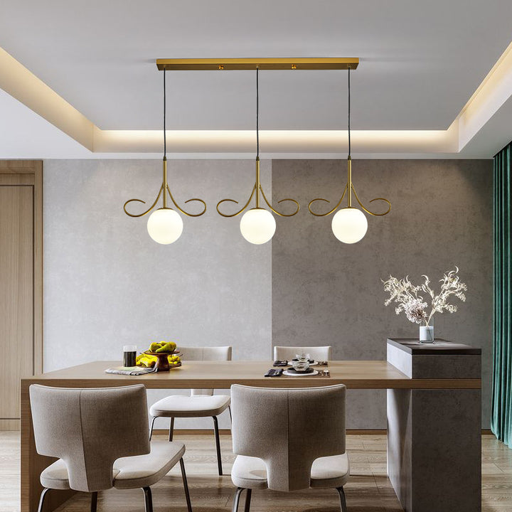 Lustre à 3 lumières en fer et verre avec barbes nordiques contemporaines pour salle à manger 