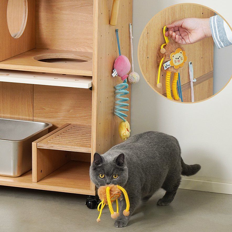 Modern Minimalist Cat Litter Box Furniture With Hidden Litter Box Cabinet And Cat Bed - Plywood Square Multifunctional Cat Furniture For Entryway