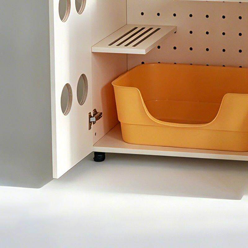 Contemporary Cat Litter Box Furniture With Colorful Acrylic Cat Tree - Creative Plywood Round Scratching Post Cat Bed For Entryway