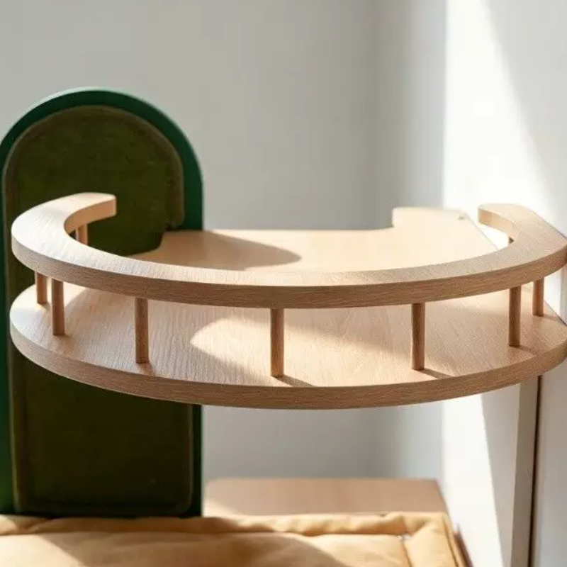 Contemporary Plywood Cat Tower With Cat Condo Scratching Wall - Creative Hidden Litter Box Cabinet Cat Tree For Entryway
