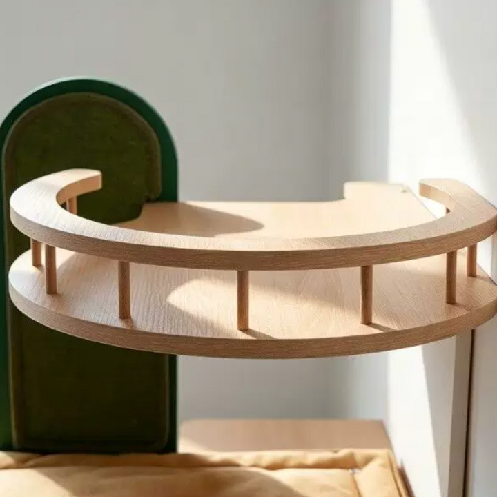 Contemporary Plywood Cat Tower With Cat Condo Scratching Wall - Creative Hidden Litter Box Cabinet Cat Tree For Entryway