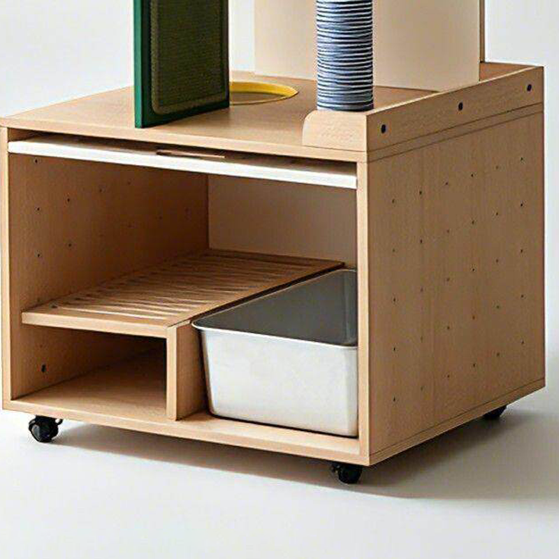 Contemporary Plywood Cat Tower With Cat Condo Scratching Wall - Creative Hidden Litter Box Cabinet Cat Tree For Entryway