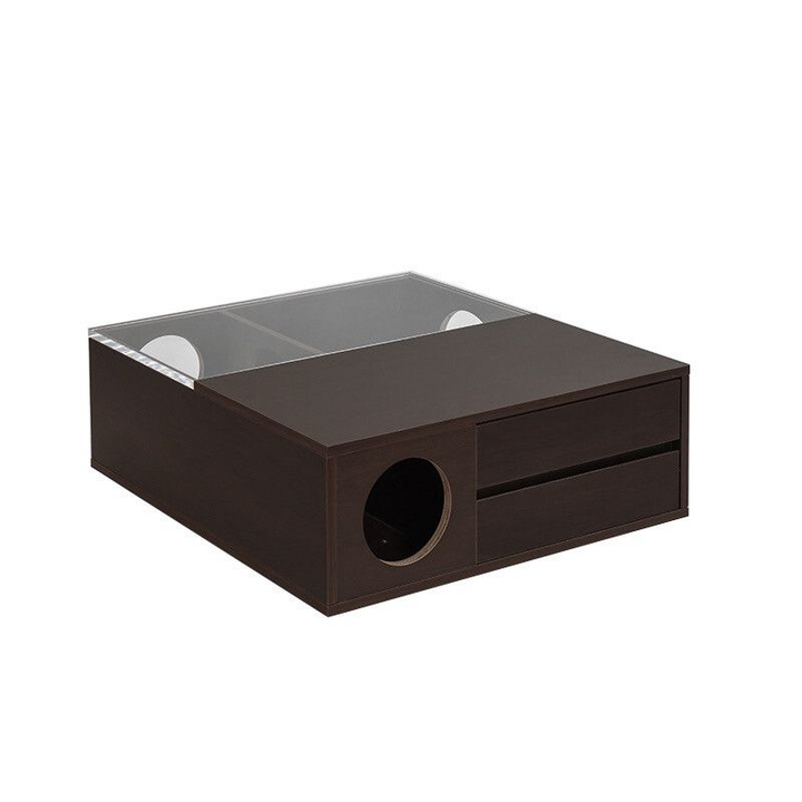 Contemporary Cat Furniture Coffee Table With Hidden Cat House - Scandinavian Acrylic Viewing Panel Hidden Cat Bed For Living Room &amp; Bedroom