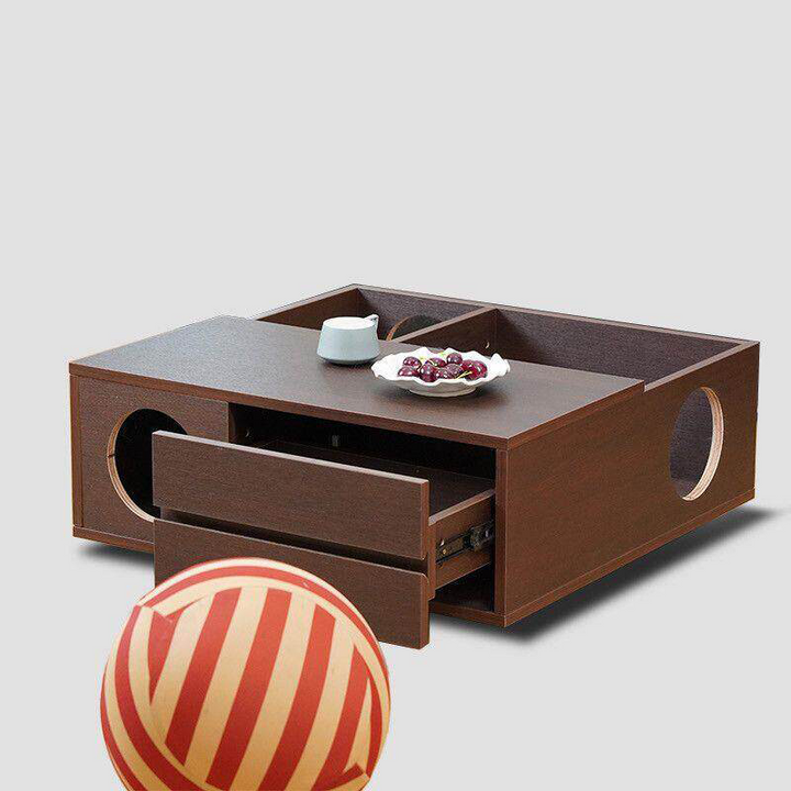 Contemporary Cat Furniture Coffee Table With Hidden Cat House - Scandinavian Acrylic Viewing Panel Hidden Cat Bed For Living Room &amp; Bedroom