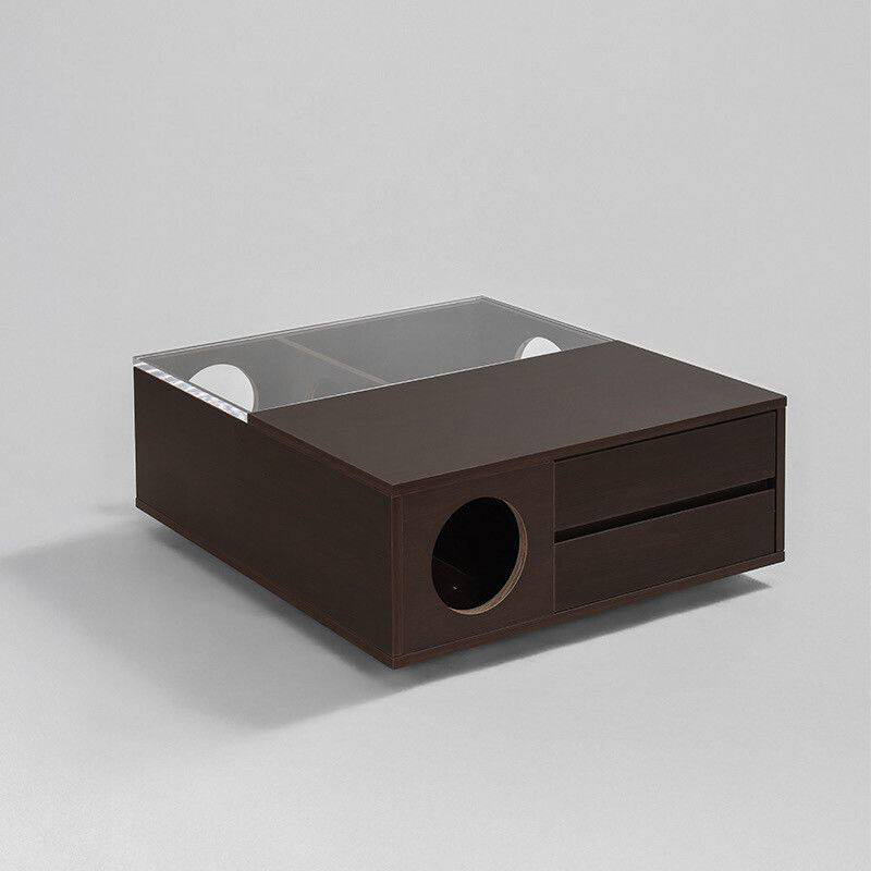 Contemporary Cat Furniture Coffee Table With Hidden Cat House - Scandinavian Acrylic Viewing Panel Hidden Cat Bed For Living Room &amp; Bedroom