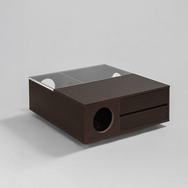 Contemporary Cat Furniture Coffee Table With Hidden Cat House - Scandinavian Acrylic Viewing Panel Hidden Cat Bed For Living Room &amp; Bedroom