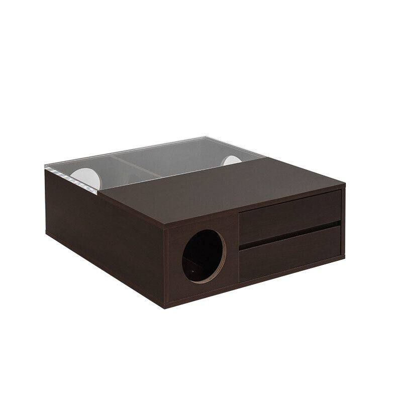 Contemporary Cat Furniture Coffee Table With Hidden Cat House - Scandinavian Acrylic Viewing Panel Hidden Cat Bed For Living Room &amp; Bedroom