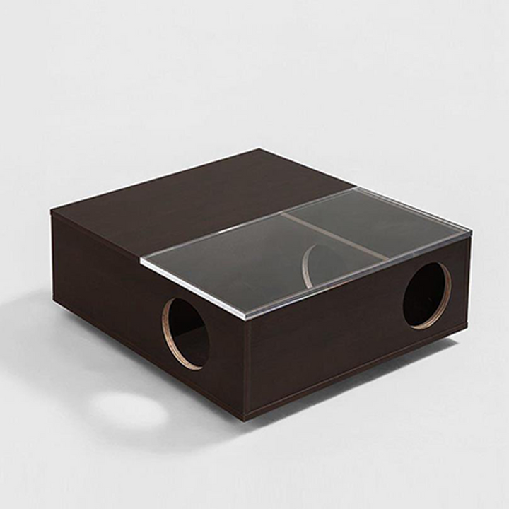 Contemporary Cat Furniture Coffee Table With Hidden Cat House - Scandinavian Acrylic Viewing Panel Hidden Cat Bed For Living Room &amp; Bedroom