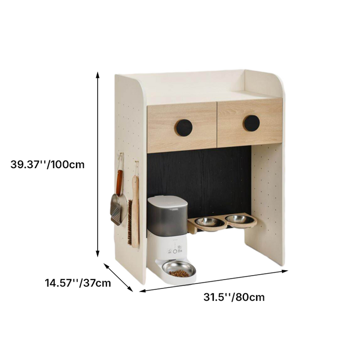 Modern Minimalist Plywood Open Pet Food Shelf Cat Furniture - Hanging Pet Accessories Organizer Storage Cabinet For Living Room