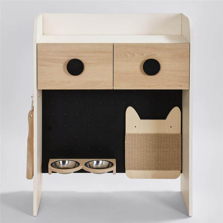Modern Minimalist Plywood Open Pet Food Shelf Cat Furniture - Hanging Pet Accessories Organizer Storage Cabinet For Living Room
