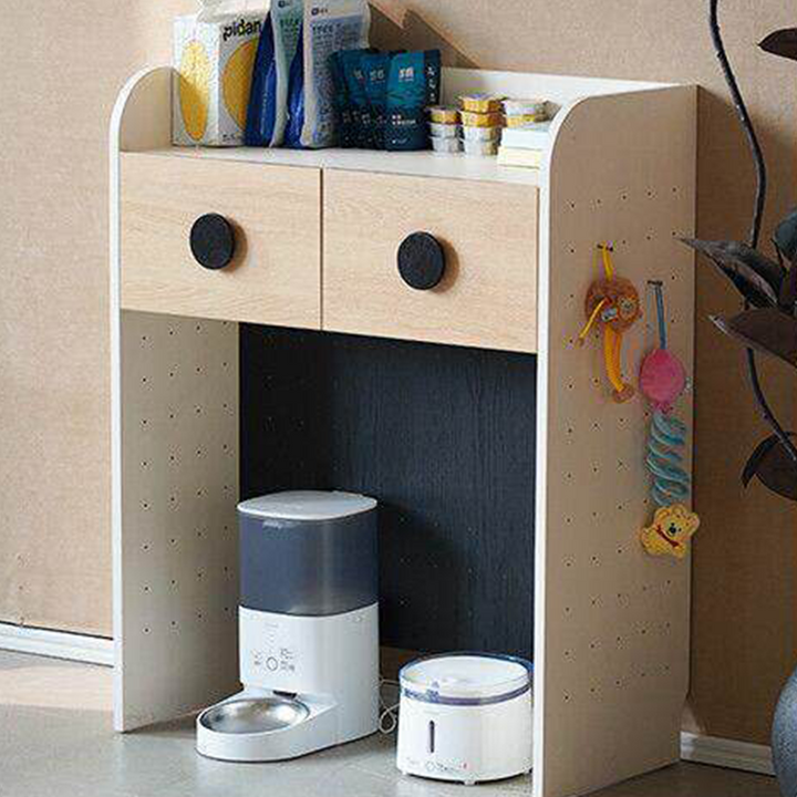Modern Minimalist Plywood Open Pet Food Shelf Cat Furniture - Hanging Pet Accessories Organizer Storage Cabinet For Living Room