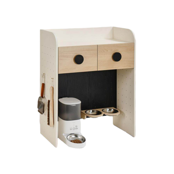 Modern Minimalist Plywood Open Pet Food Shelf Cat Furniture - Hanging Pet Accessories Organizer Storage Cabinet For Living Room