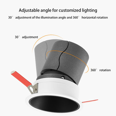Adjustable Aluminum Recessed LED Downlight - Scandinavian Maintenance Flush Mount Lighting For Living Room