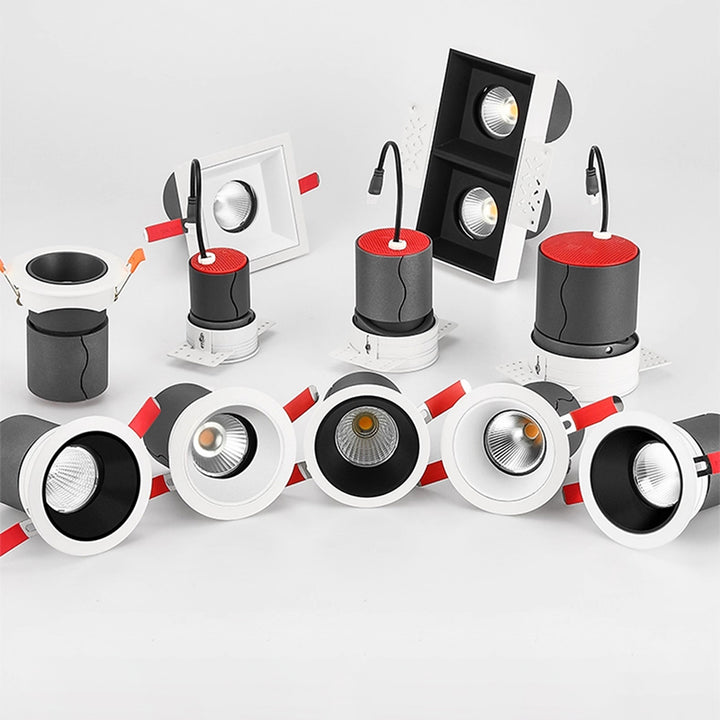 Plafonnier encastré à LED en aluminium réglable - Éclairage encastré de style scandinave pour salon 
