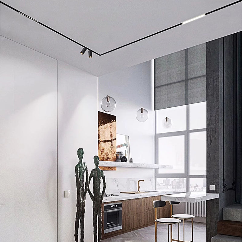 Strip Recessed LED Magnetic Track Lighting - Minimalist Linear Flush Mount Ceiling Light For Home Office