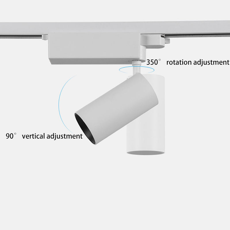 Projecteur sur rail LED en aluminium réglable - plafonnier semi-encastré cylindrique rotatif minimaliste pour bureau à domicile 