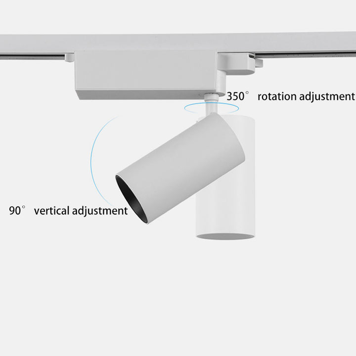 Projecteur sur rail LED en aluminium réglable - plafonnier semi-encastré cylindrique rotatif minimaliste pour bureau à domicile 