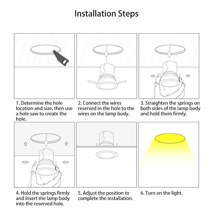 Eingelassenes verstellbares Aluminium-LED-Downlight - Minimalistische drehbare Zylinder-Deckenleuchte für das Wohnzimmer 
