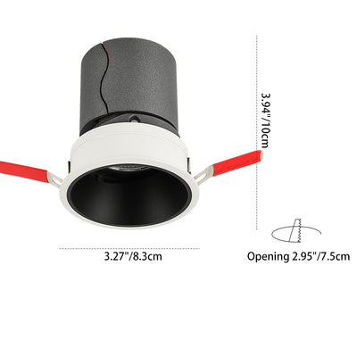 Recessed Adjustable Aluminum LED Downlight - Minimalist Rotation Cylinder Flush Mount Lighting For Living Room