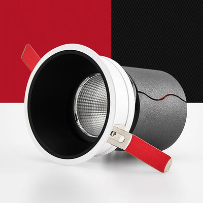 Recessed Adjustable Aluminum LED Downlight - Minimalist Rotation Cylinder Flush Mount Lighting For Living Room